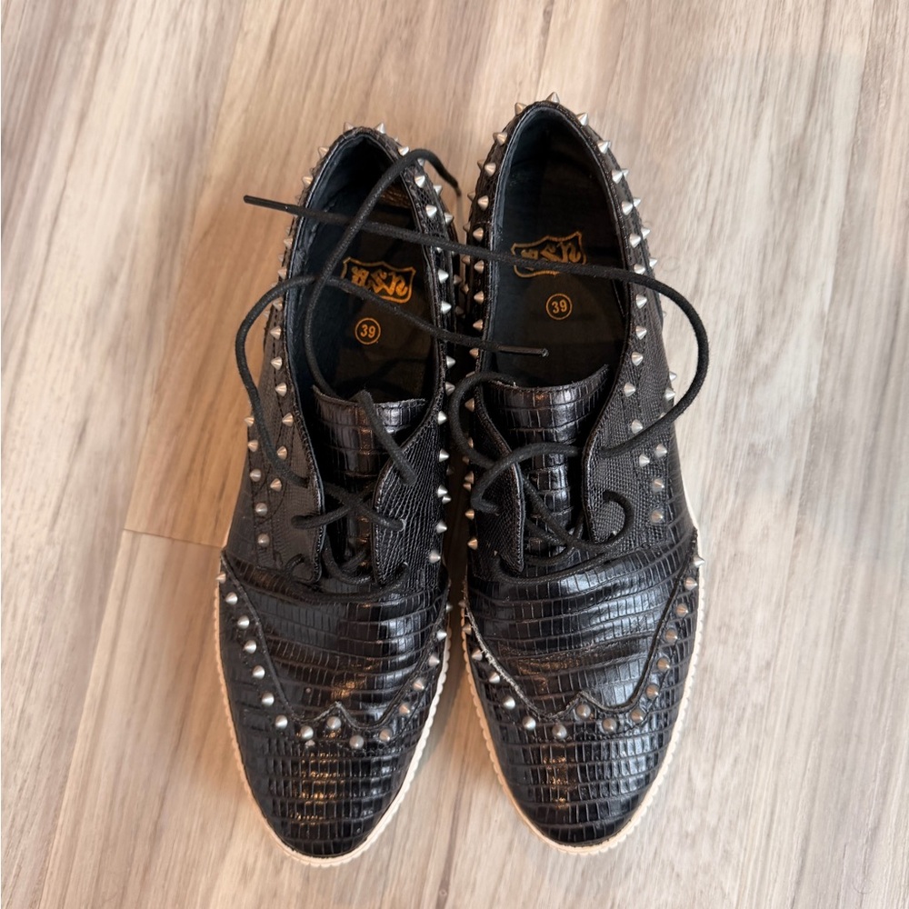 ASH Krush Black Leather Crocodile Platform Sneaker